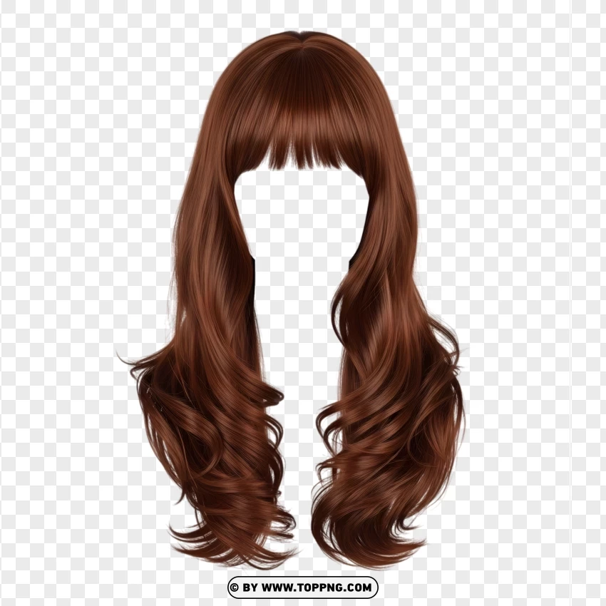 Medium-length wavy hair with bangs – brown, layered