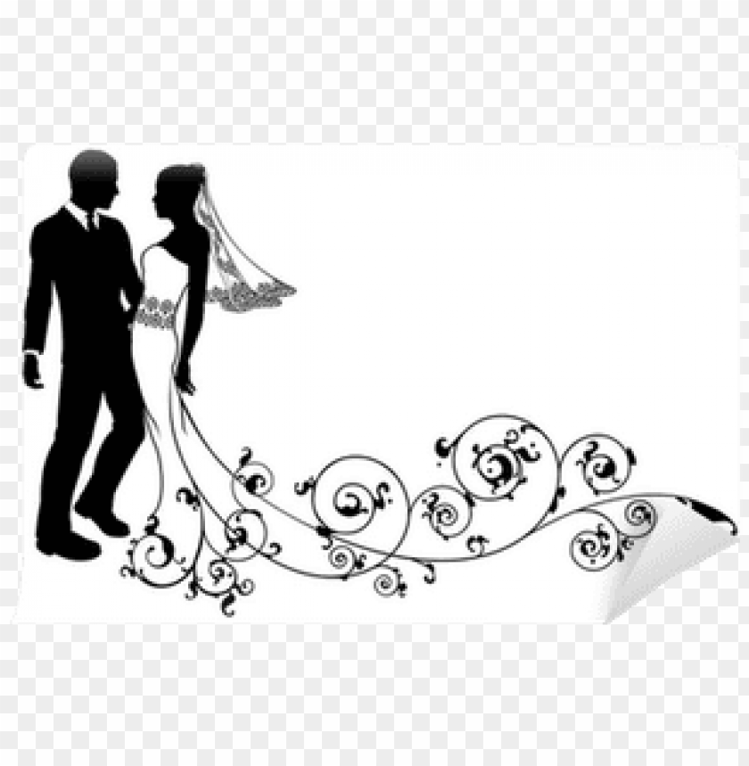 free PNG wedding couple bride and groom silhouette wall mural - silhouette clip art PNG image with transparent background PNG images transparent