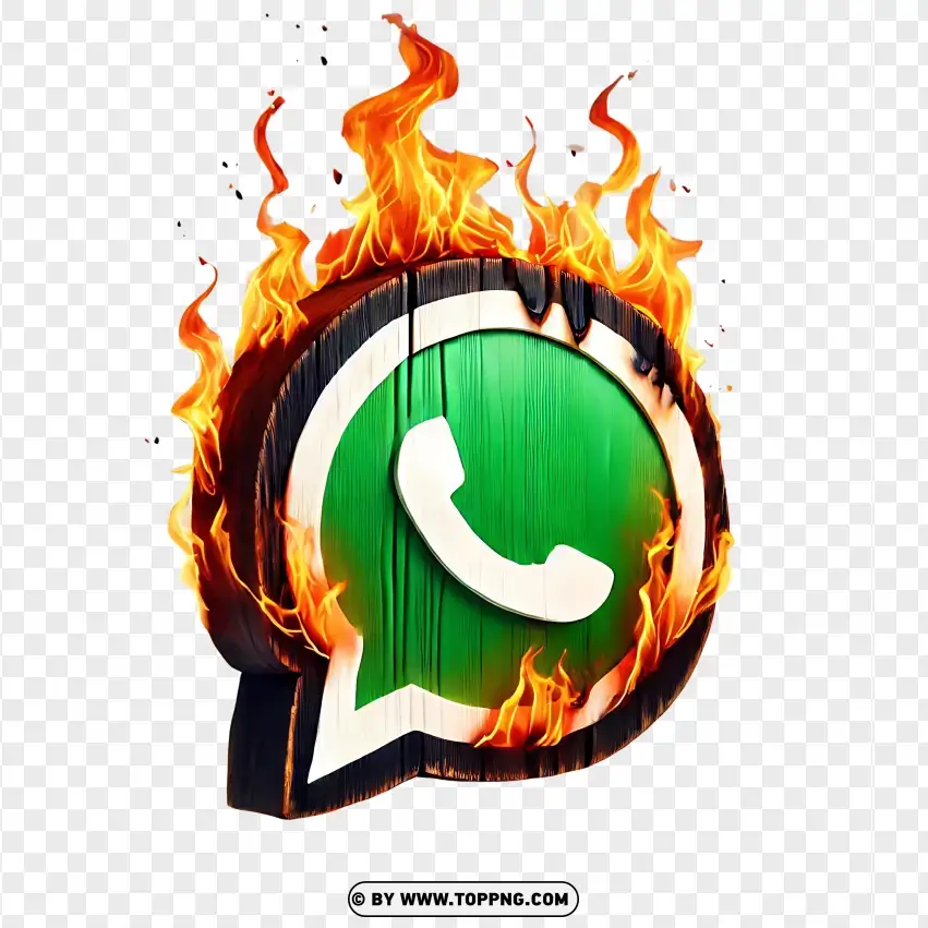 Whatsapp Bubble Icon With Flames PNG Transparent Background