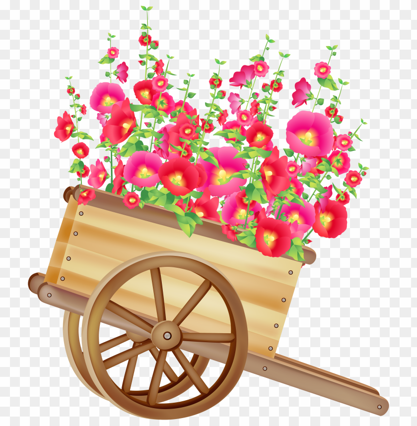 flowers, wheelbarrow