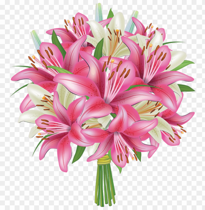 white and pink lilies flowers bouquet