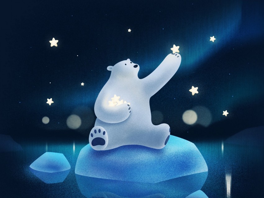 white bear, art, star, ice