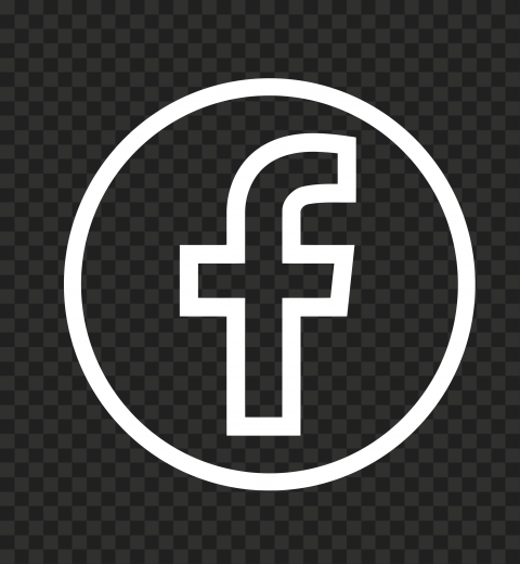 white facebook fb logo icon round outline png - Image ID 490136