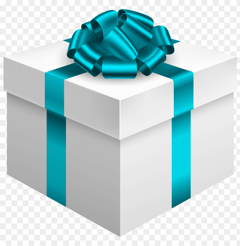 white gift box with blue bow clipart png photo - 33522