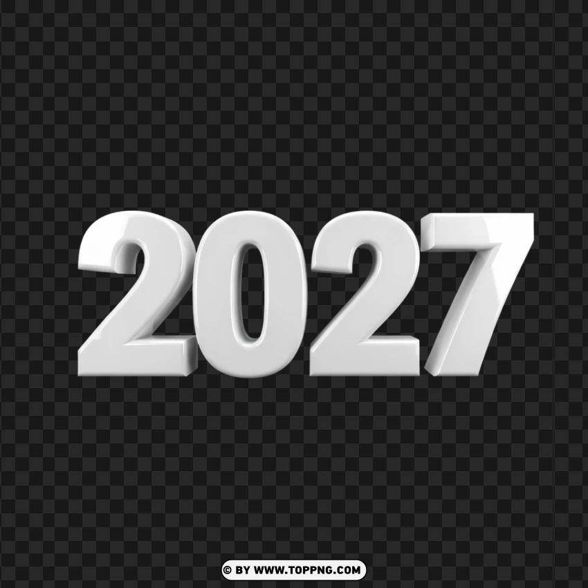 White Glossy 3d 2027 Numbers PNG Transparent Background
