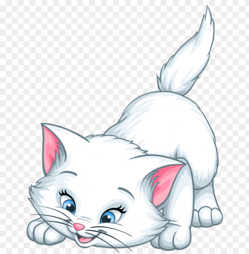 white kitten cartoon clipart png photo - 46827