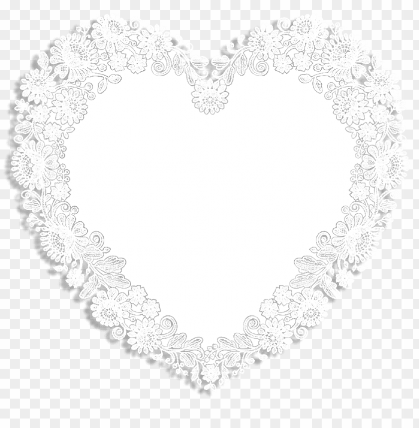 Download White Lace Heart Shape Frame Pink Background Black Doily Png Image With Transparent Background Toppng