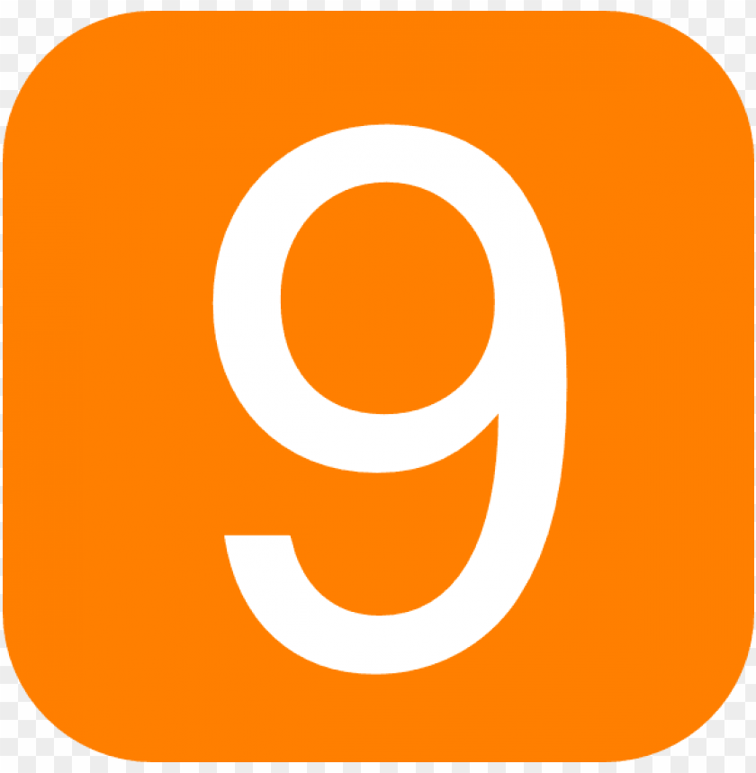 white number 9 in orange rounded square PNG image with transparent background@toppng.com