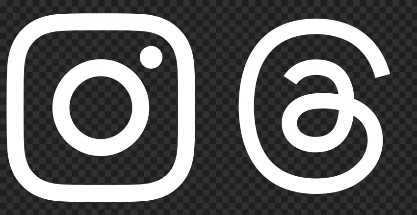 White Outline PNG Of Instagram And Threads Logo Icon