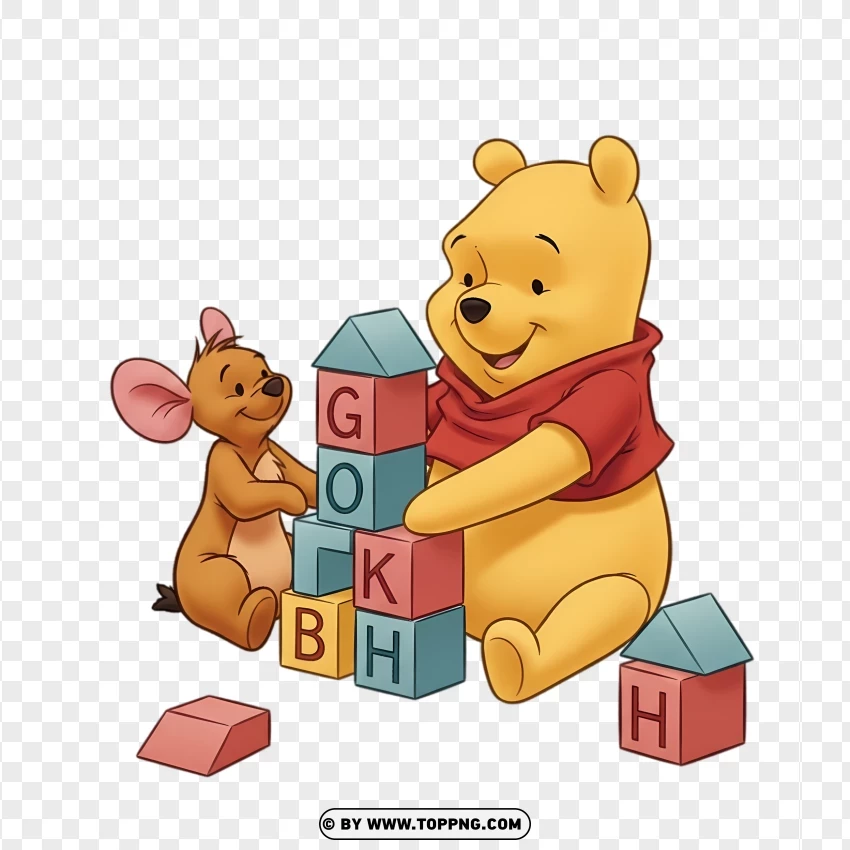 Winnie The Pooh With Roo Building Toy Blocks PNG Transparent Background