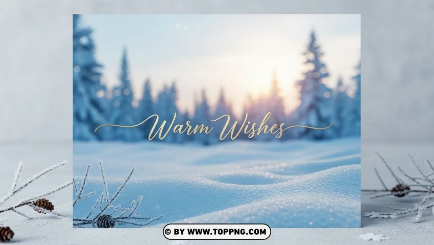 Winter Greeting Card With Warm Wishes Message PNG Transparent Background