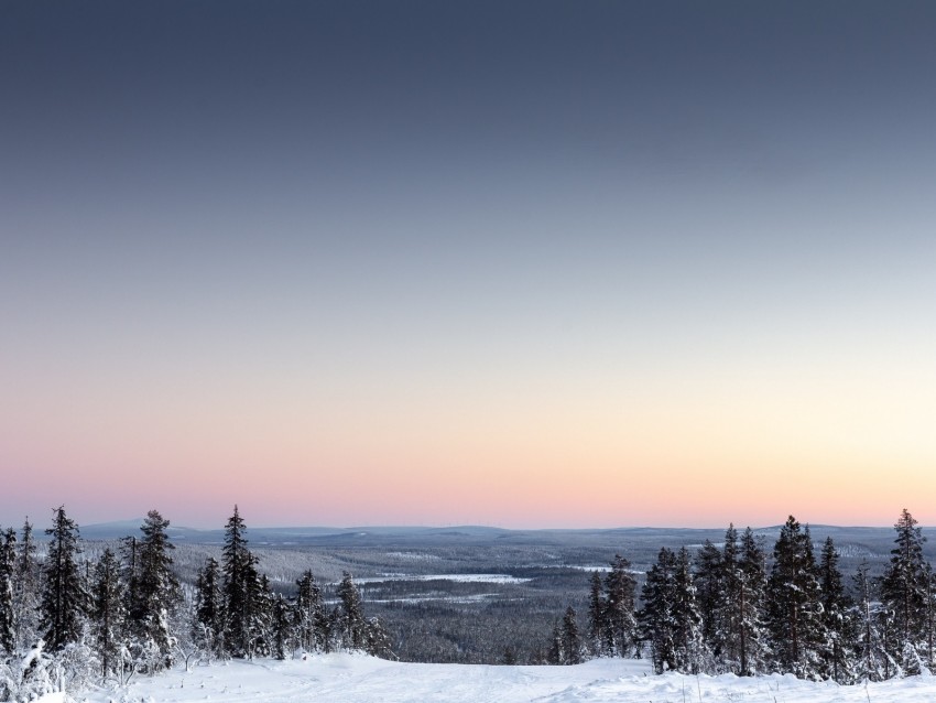 winter, horizon, snow, sky, levi, finland
