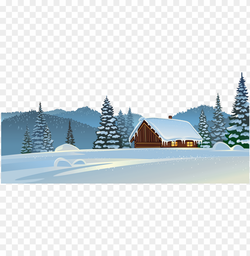 Winter House And Snow Ground Png Clipart Image - Snow House Winter PNG Image With Transparent Background