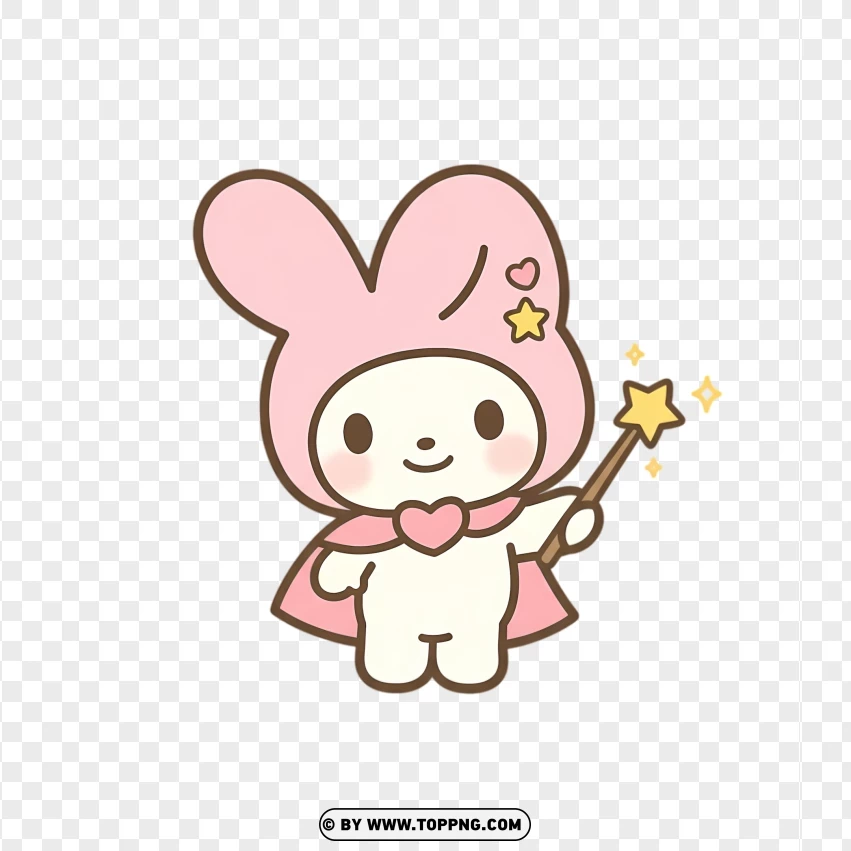 Wizard bunny holding star wand in magical pastel pose