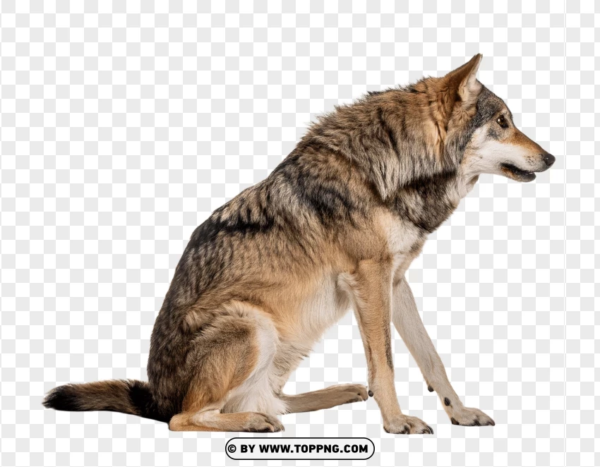 Dark Grey Wolf Standing PNG Transparent Background