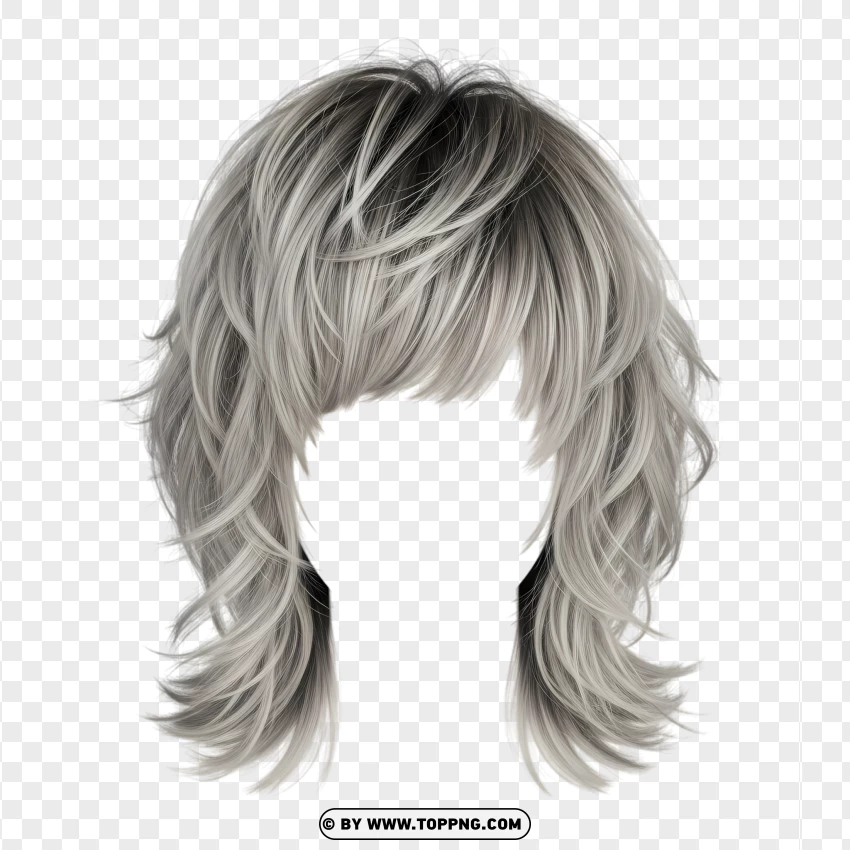Wolf cut hairstyle – shaggy layers, ash blonde with dark roots