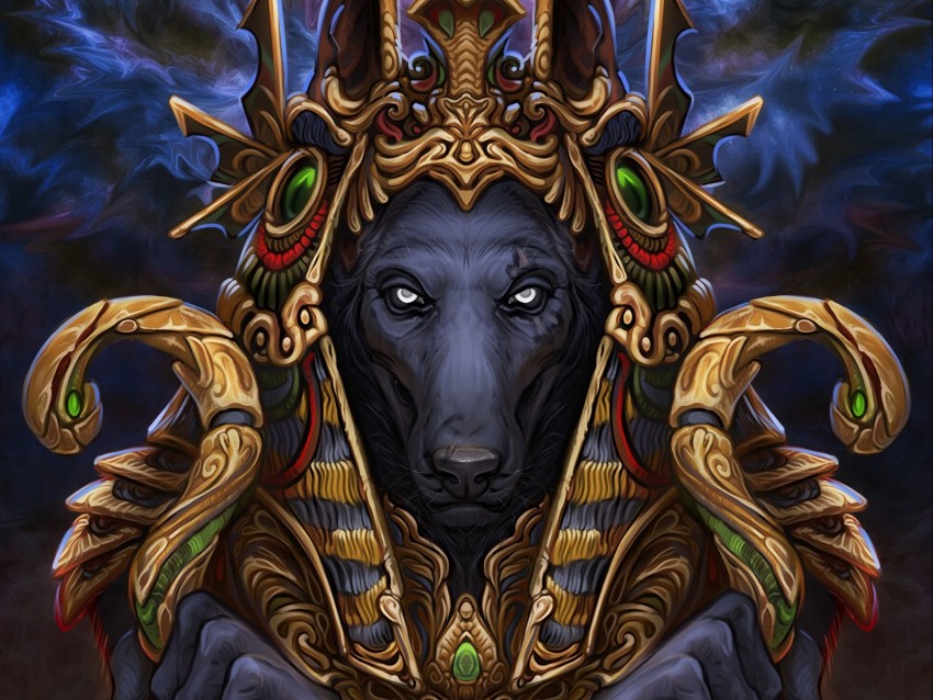 wolf, pharaoh, art, deity, mythical