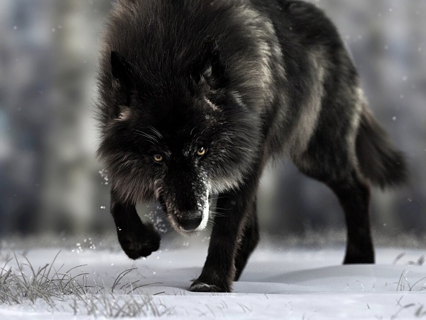 wolf, predator, black, wildlife, dog