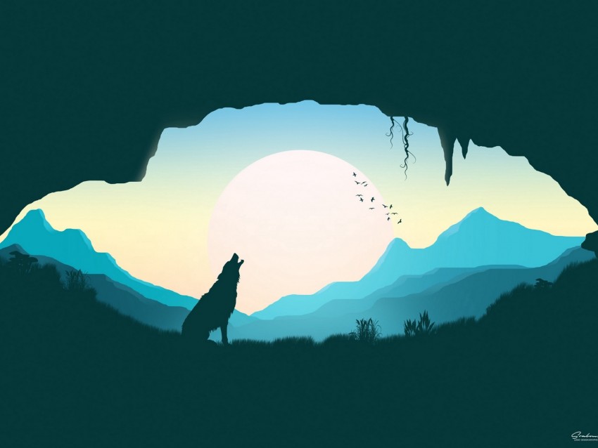 Wolf Silhouette Art Cave Background Toppng