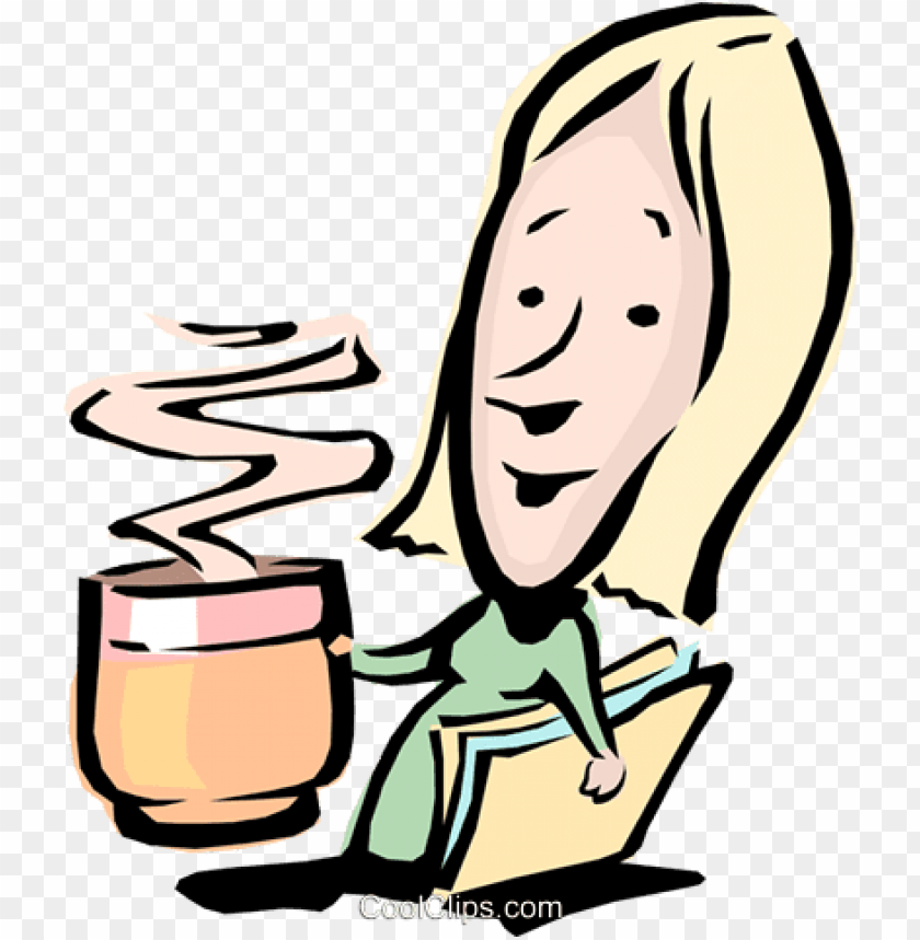Woman Drinking Coffee PNG Image With Transparent Background