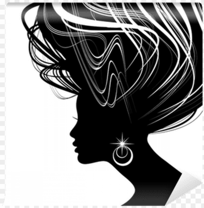 Woman Face Silhouette With Wavy Hair Wall Mural Pixers Capelli Donna Sagoma Png Image With Transparent Background Toppng