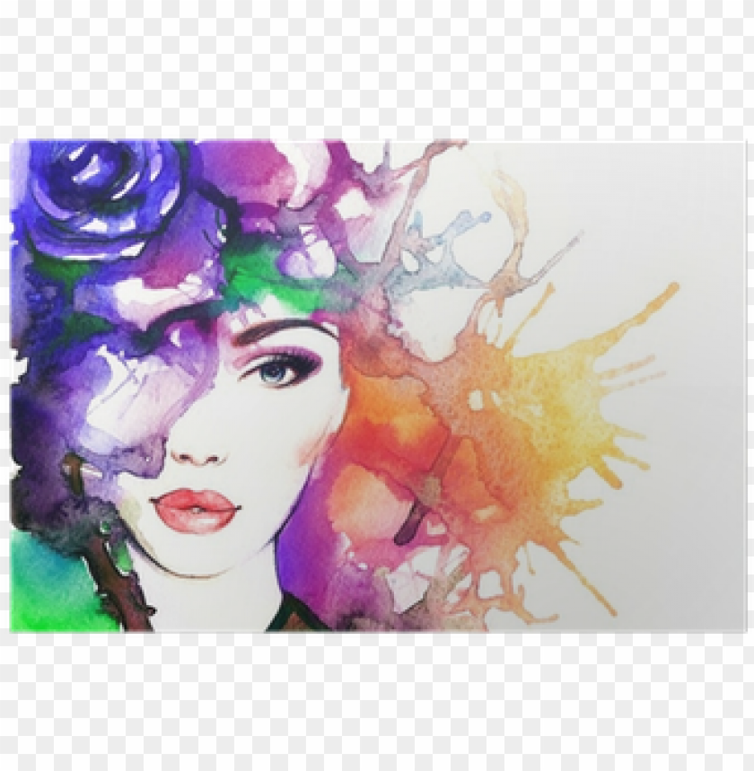 woman, watercolor flower, pattern, water color, famous, watercolor flowers, geometric