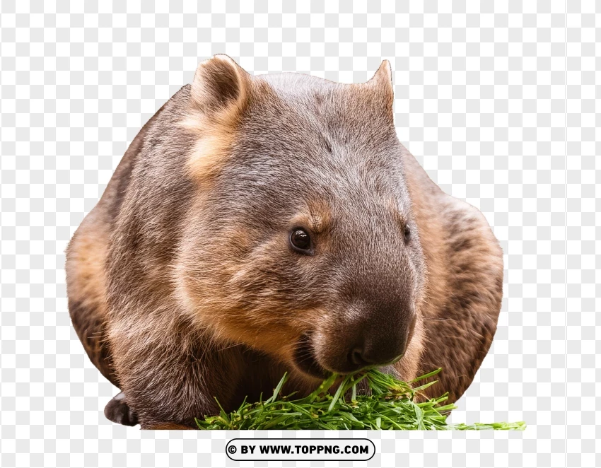 Wombat Holding Grass PNG Transparent Background