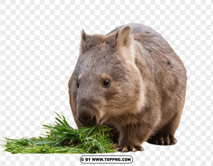 Wombat Munching On Greenery PNG Transparent Background