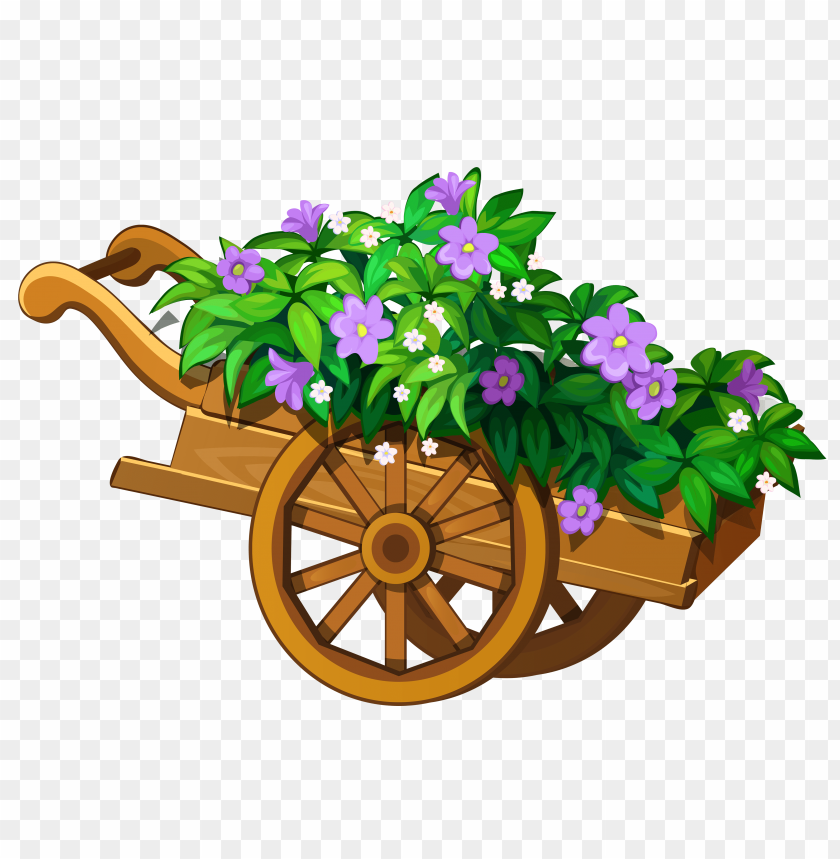 flowers, garden, wheelbarrow, wooden