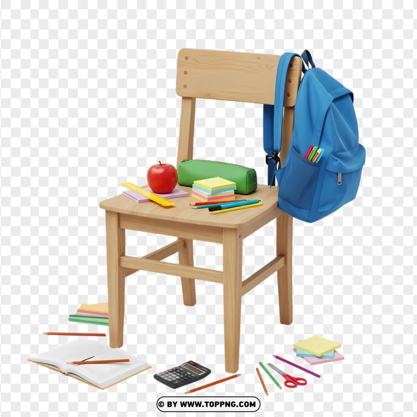 Wooden School Chair PNG Transparent Background