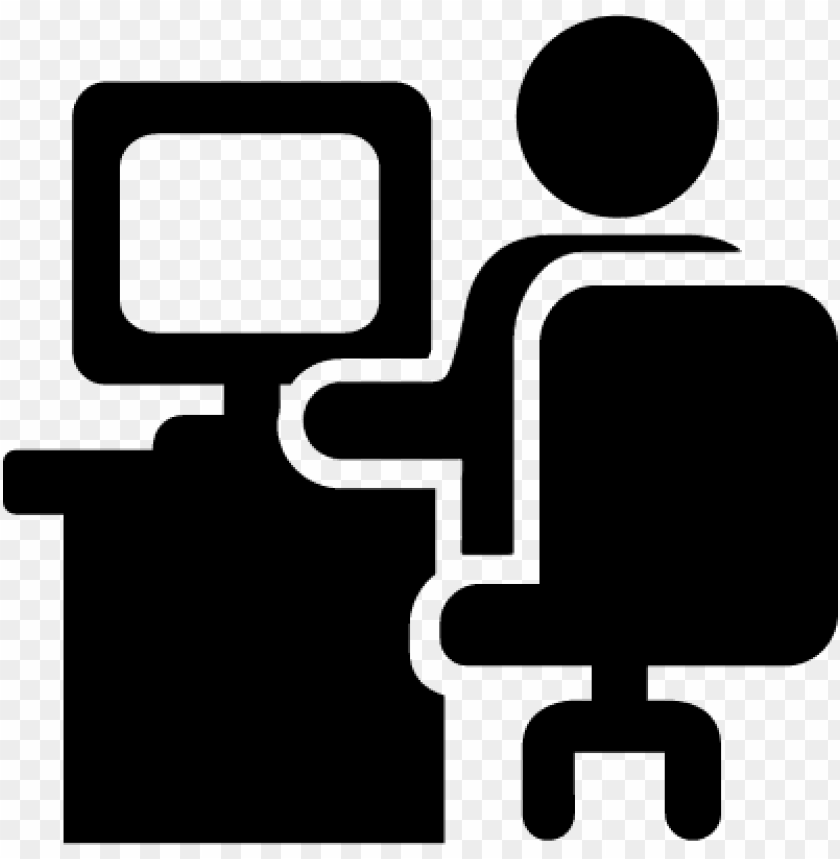 man sitting, computer monitor, office desk, computer desk, computer monitor icon, silhouette man