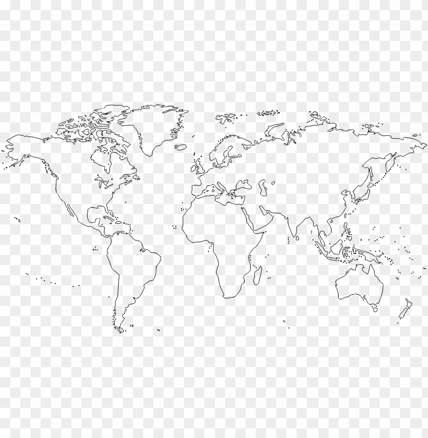 Transparent Background World Map Black And White Png