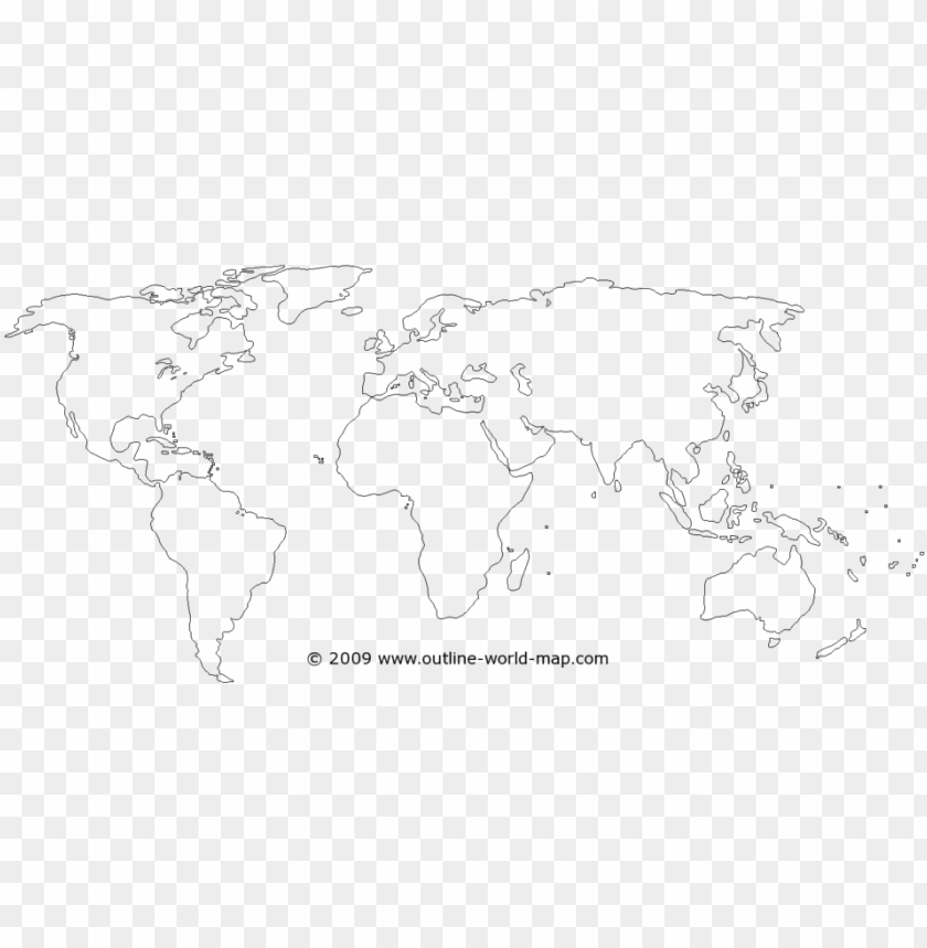 World Map Outlines Vector Black And Map Of World - World Map Outline PNG Image With Transparent Background