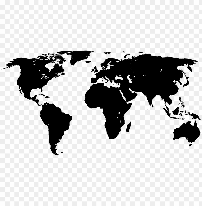 World Map Png White World Map With Black And White Outline,Blank Map Of - World Map Png Black  Png Image With Transparent Background | Toppng