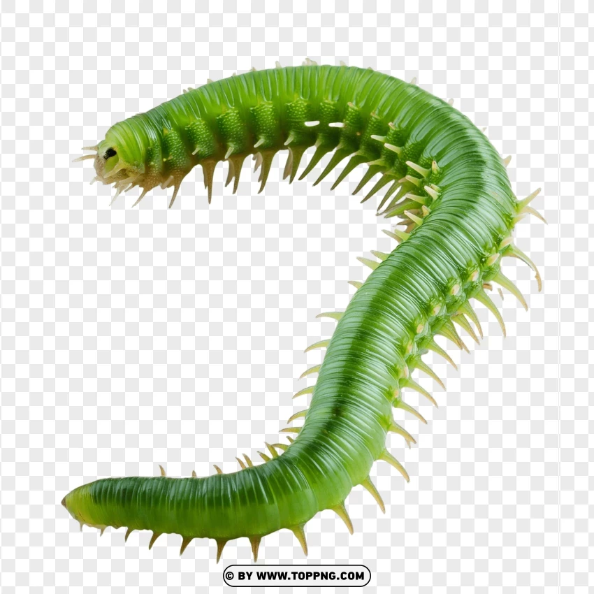 Long Green Spiky Worm PNG Transparent Background