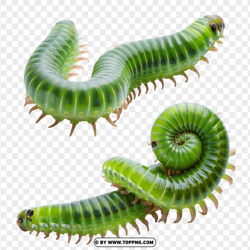 Group Of Green Spiky Worms PNG Transparent Background