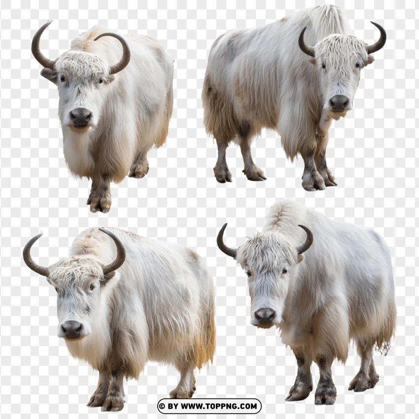 Pair Of White Yaks PNG Transparent Background