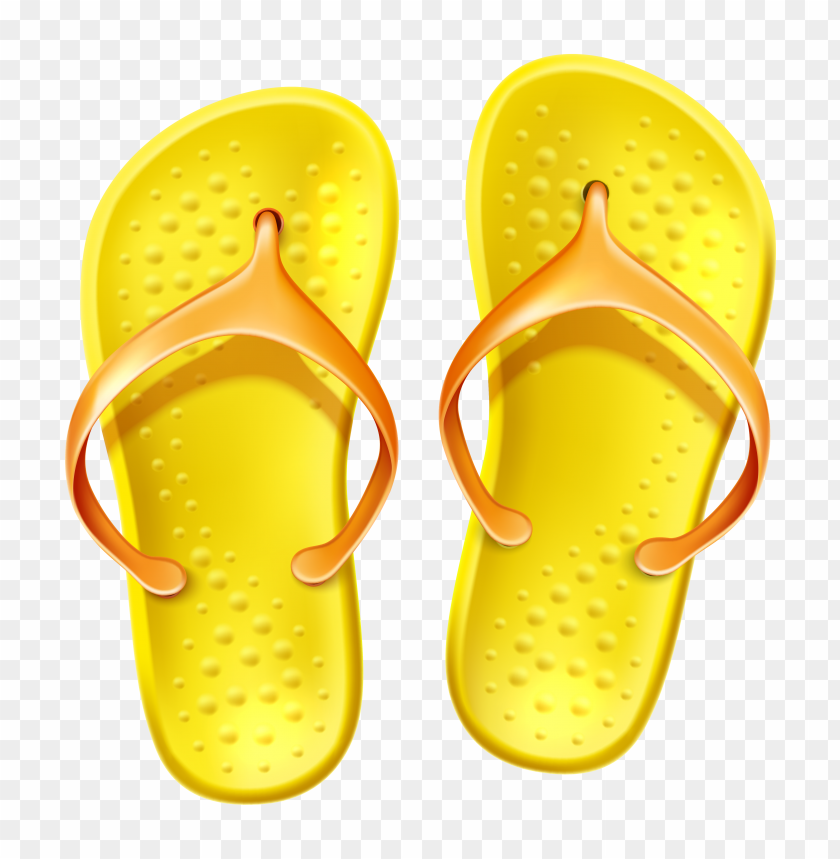 free PNG Yellow flip flops, beach footwear realistic slippers PNG image with transparent background PNG images transparent