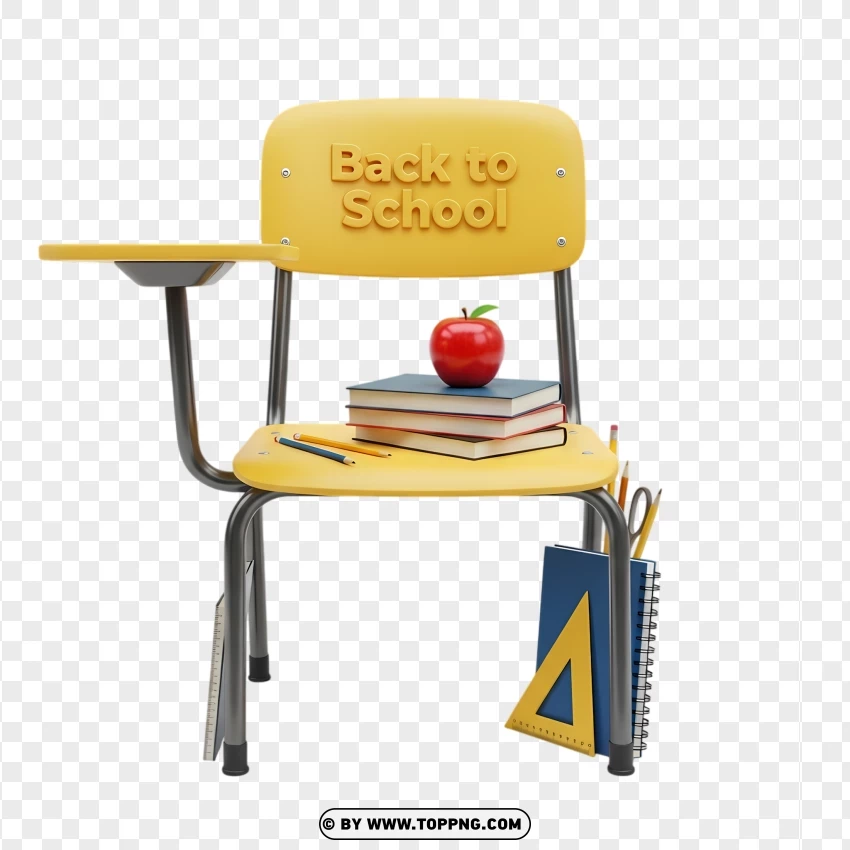 Yellow Back To School Chair PNG Transparent Background