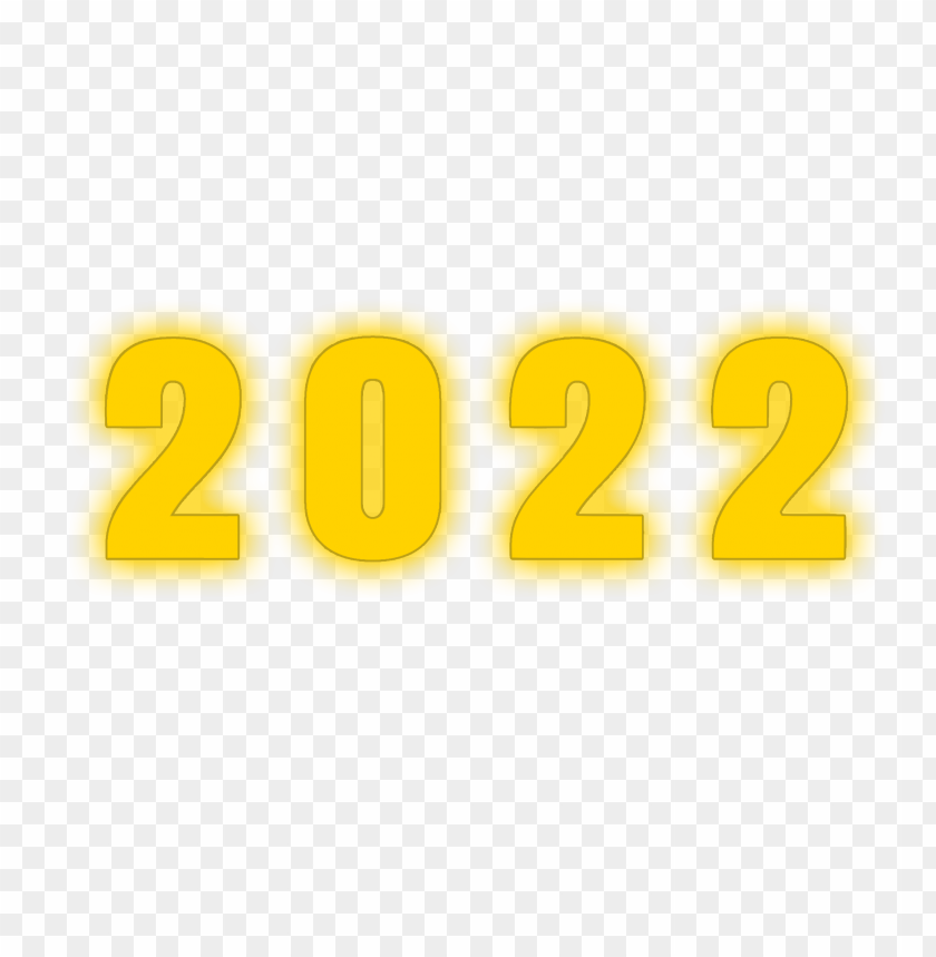 Yellow Glowing 2022 New Year Hd PNG Image With Transparent Background