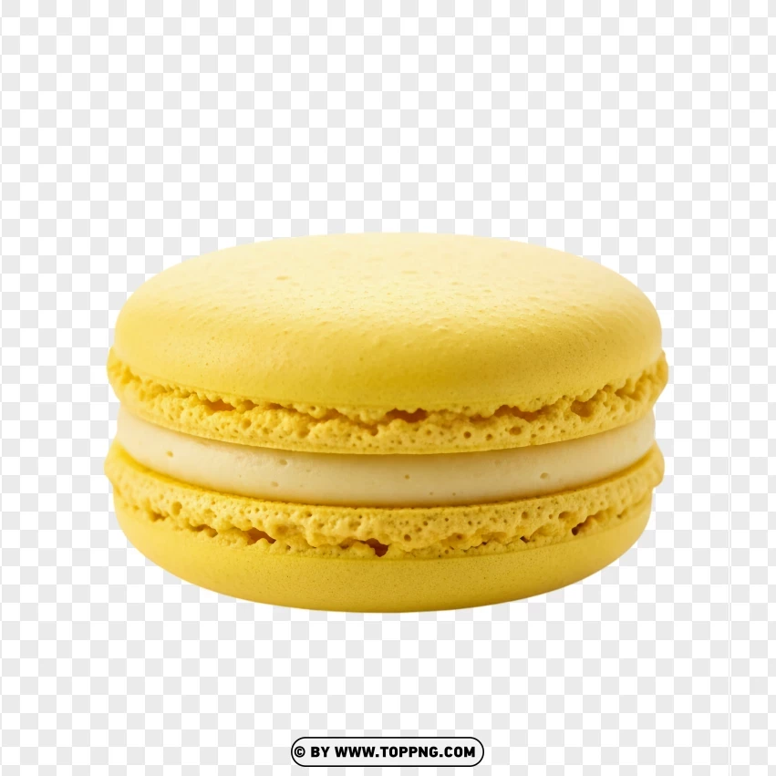 Yellow Round Macaron Cookie Sweet Dessert PNG Transparent Background