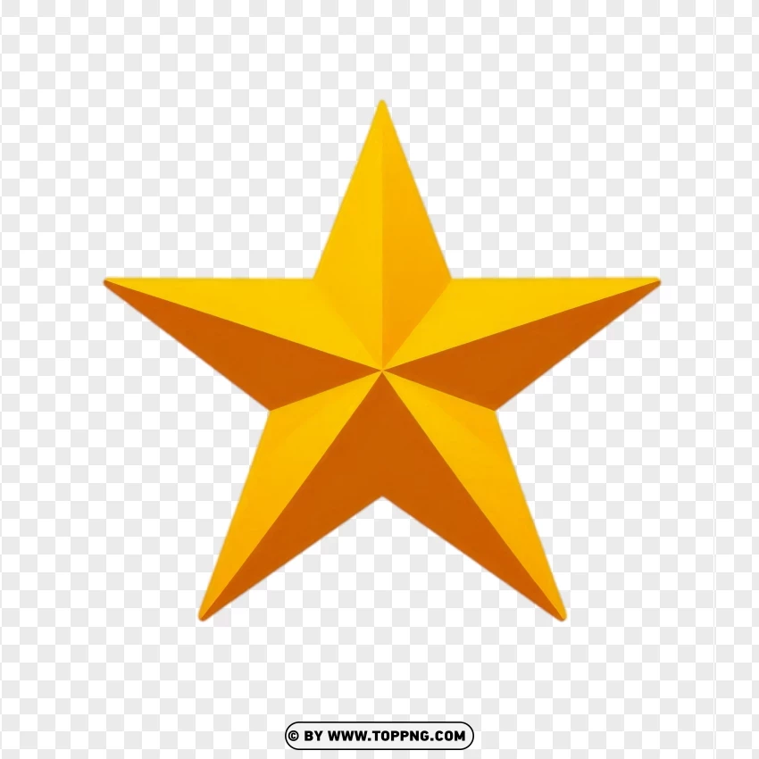 Yellow Star With A Flat Design PNG Transparent Background