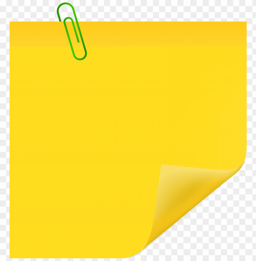 yellow sticky note with paperclip clipart png photo - 33351