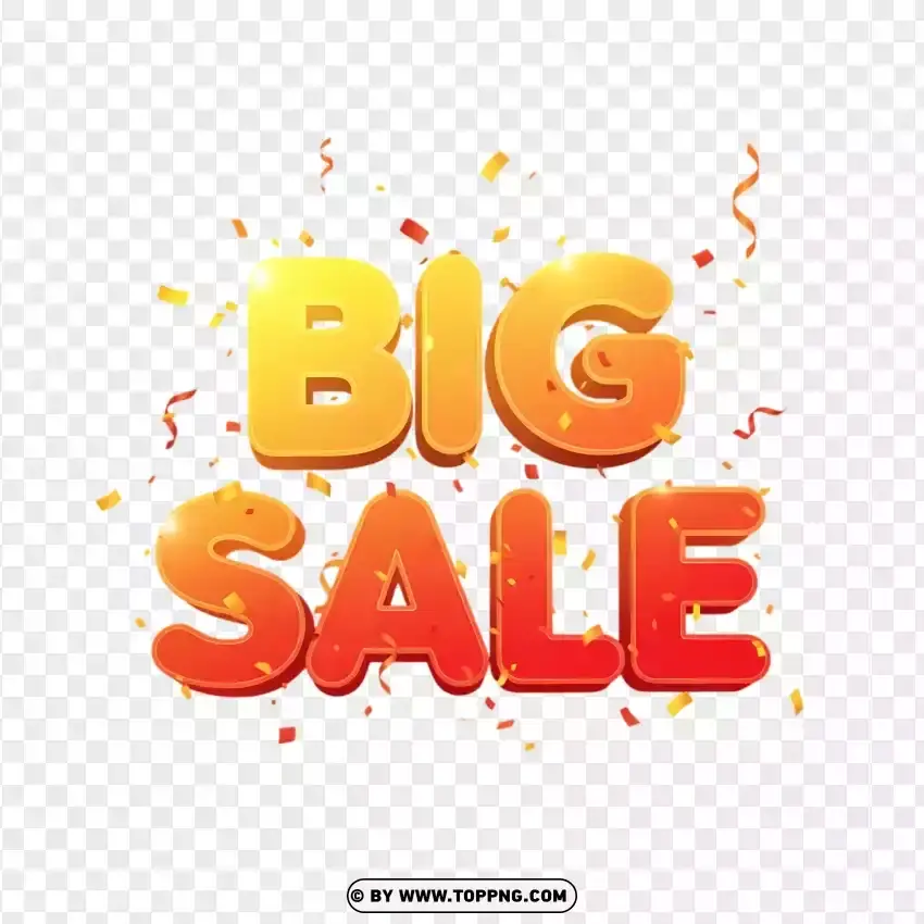 Yellowred Big Sale Typography Vector PNG Transparent Background
