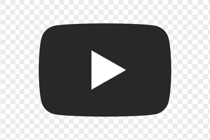 Youtube Dark Icon Minimal Flat Design PNG Transparent Background