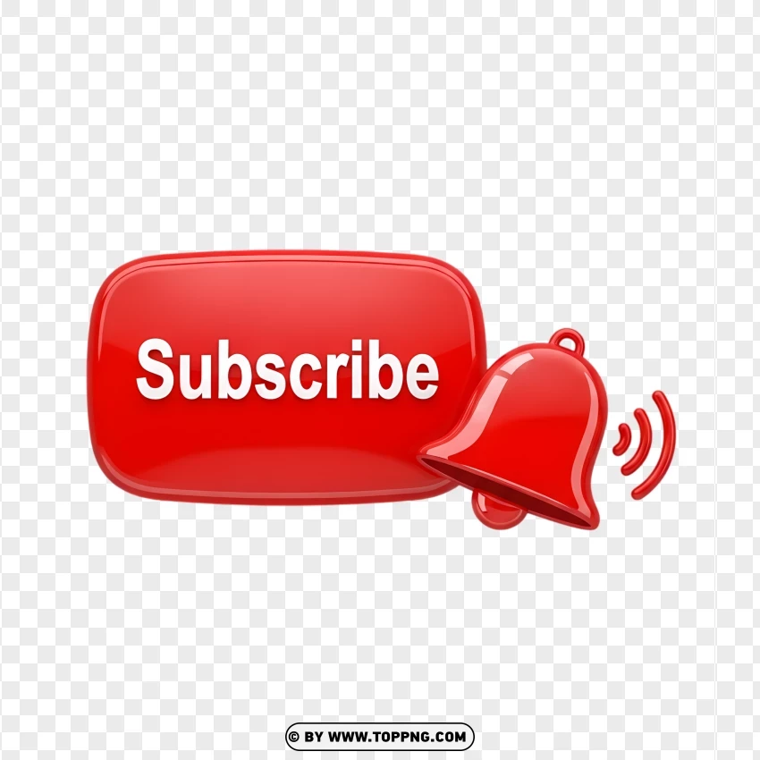 Youtube Subscribe Button With Bell PNG Transparent Background