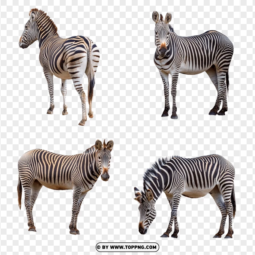 Single Zebra Standing PNG Transparent Background