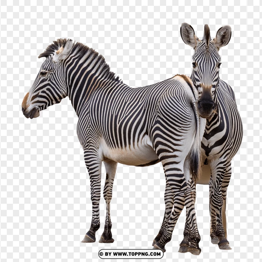 Zebra Duo Standing PNG Transparent Background