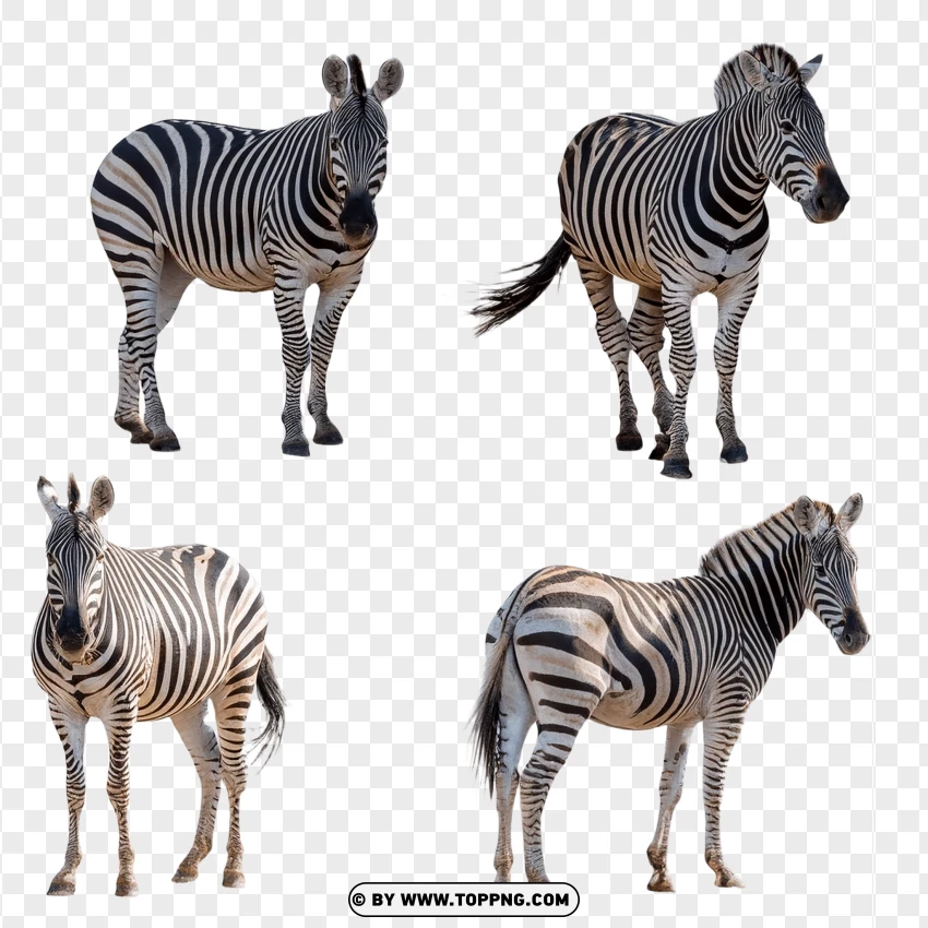 Small Group Of Zebras Standing PNG Transparent Background