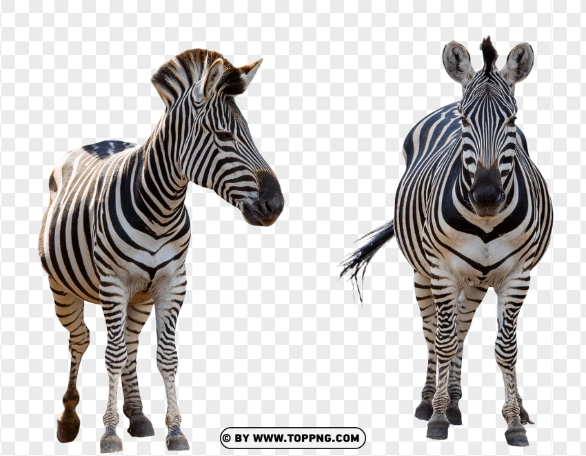 Zebra Pair Standing Together PNG Transparent Background